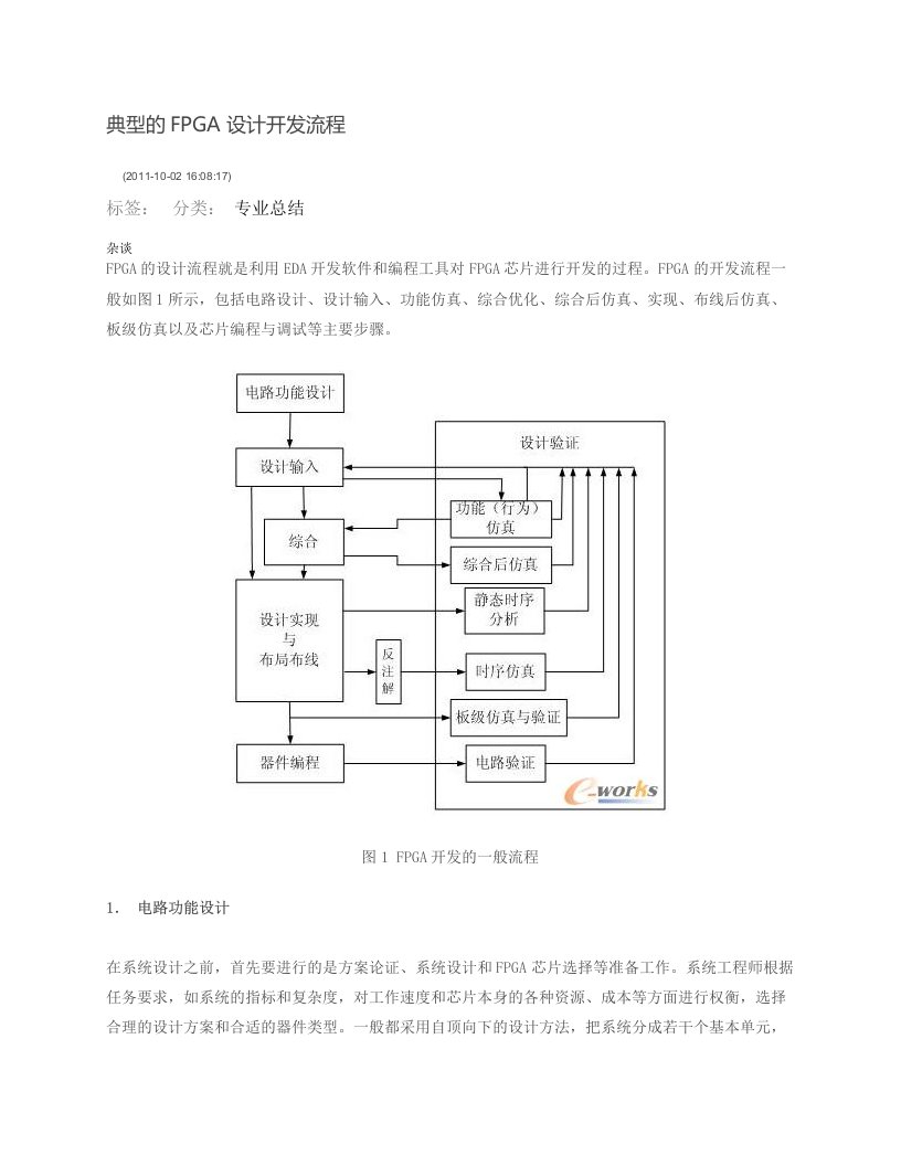 典型的FPGA设计开发流程