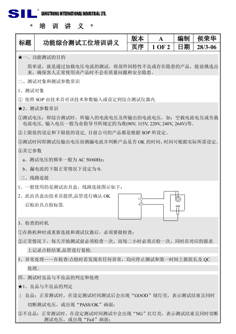 功能综合测试工位培训讲义