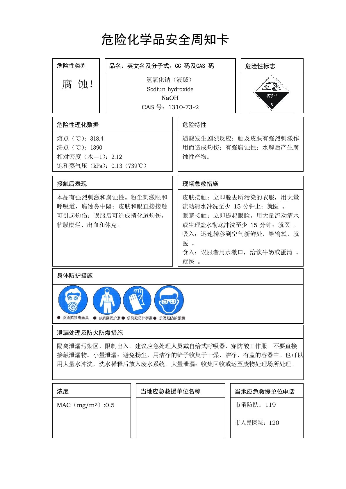 危险化学品安全周知卡74种（