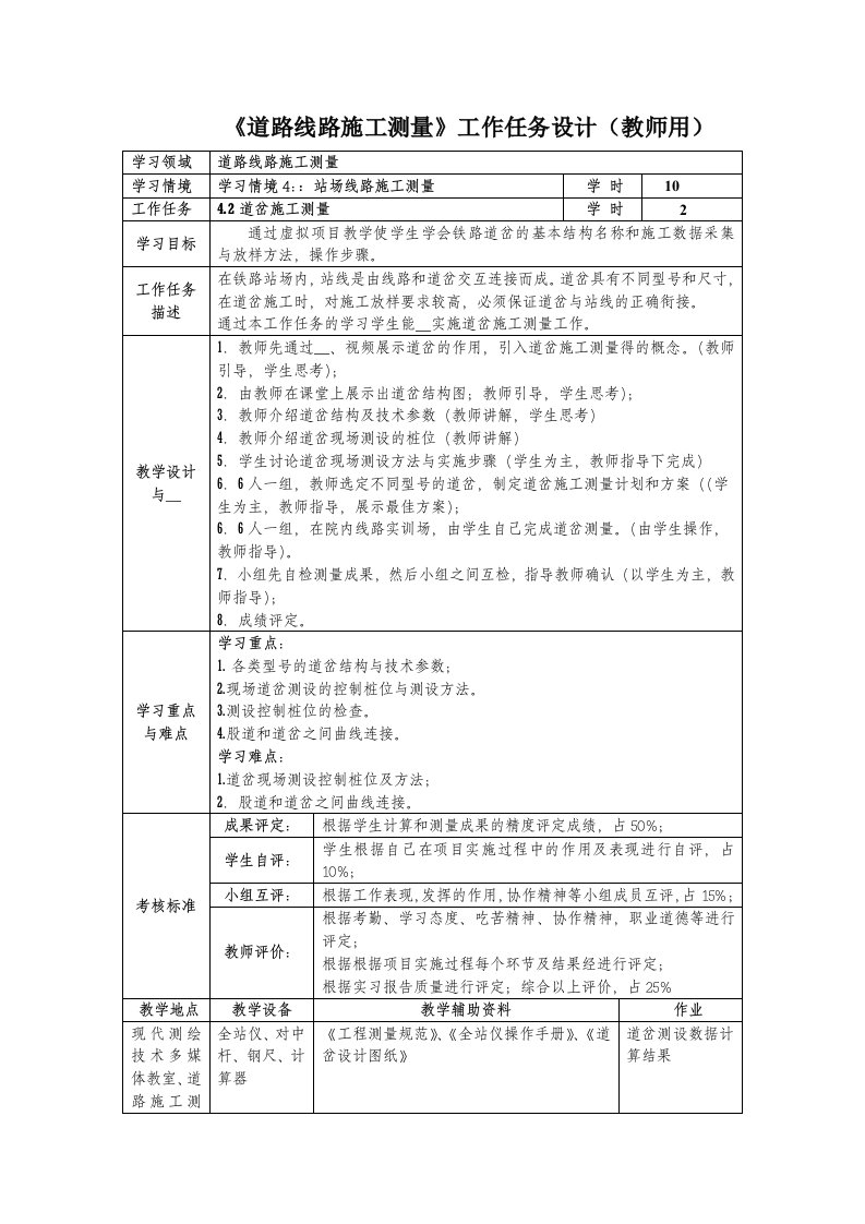 道岔施工测量