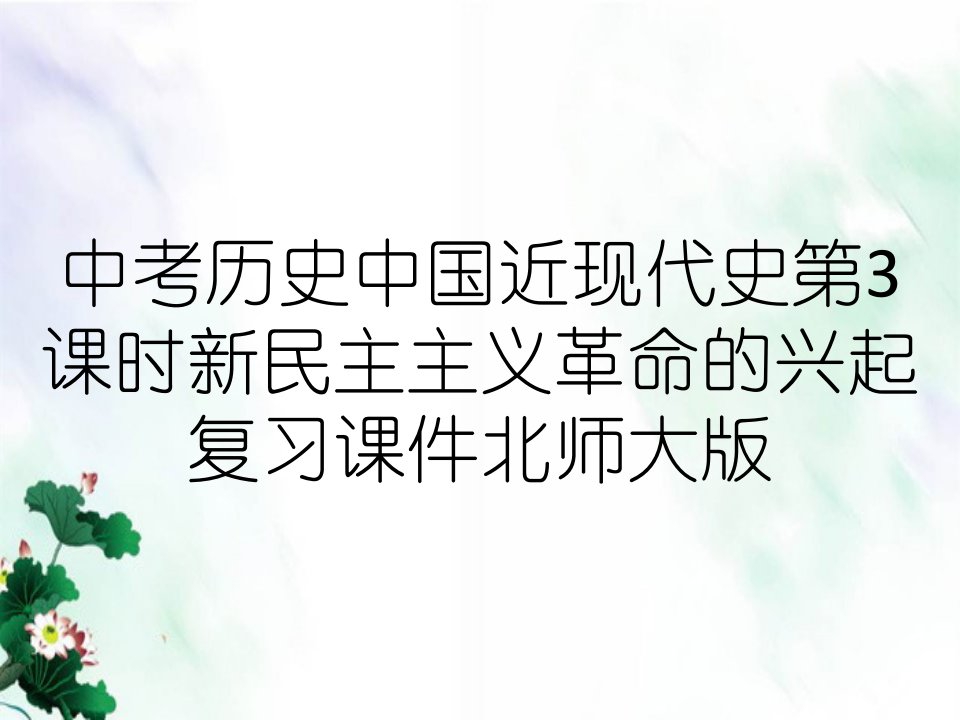 中考历史中国近现代史第3课时新民主主义革命的兴起复习课件北师大版