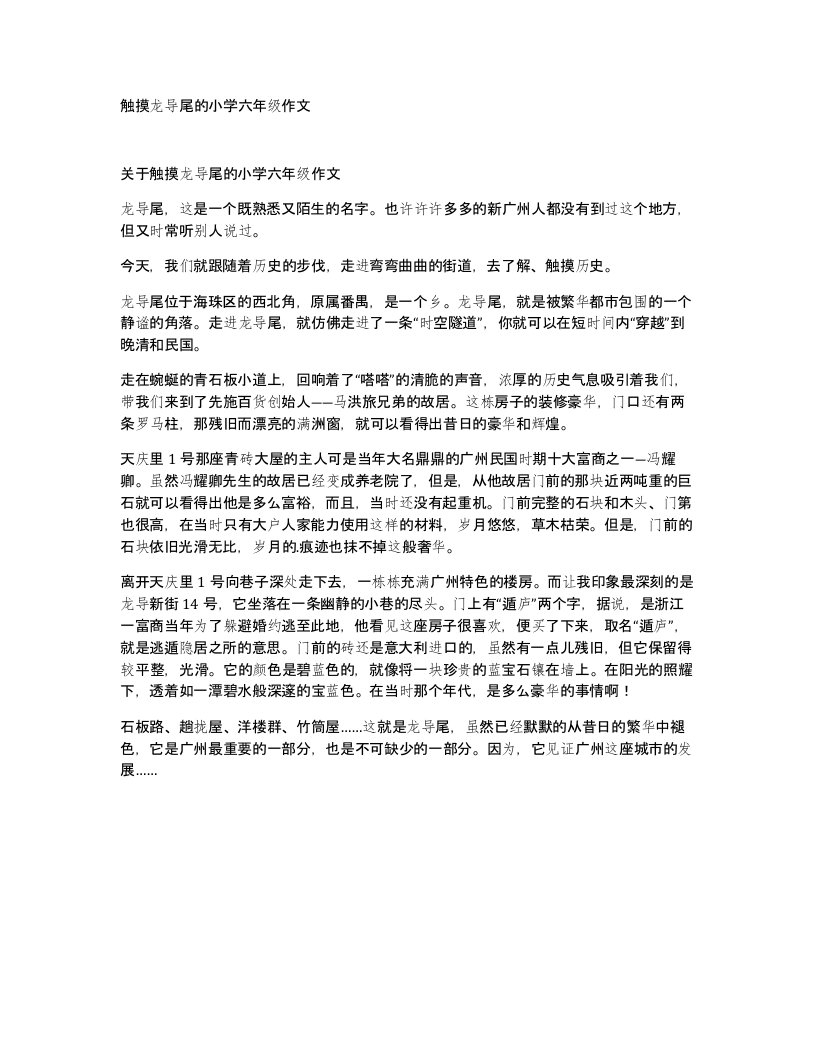 触摸龙导尾的小学六年级作文