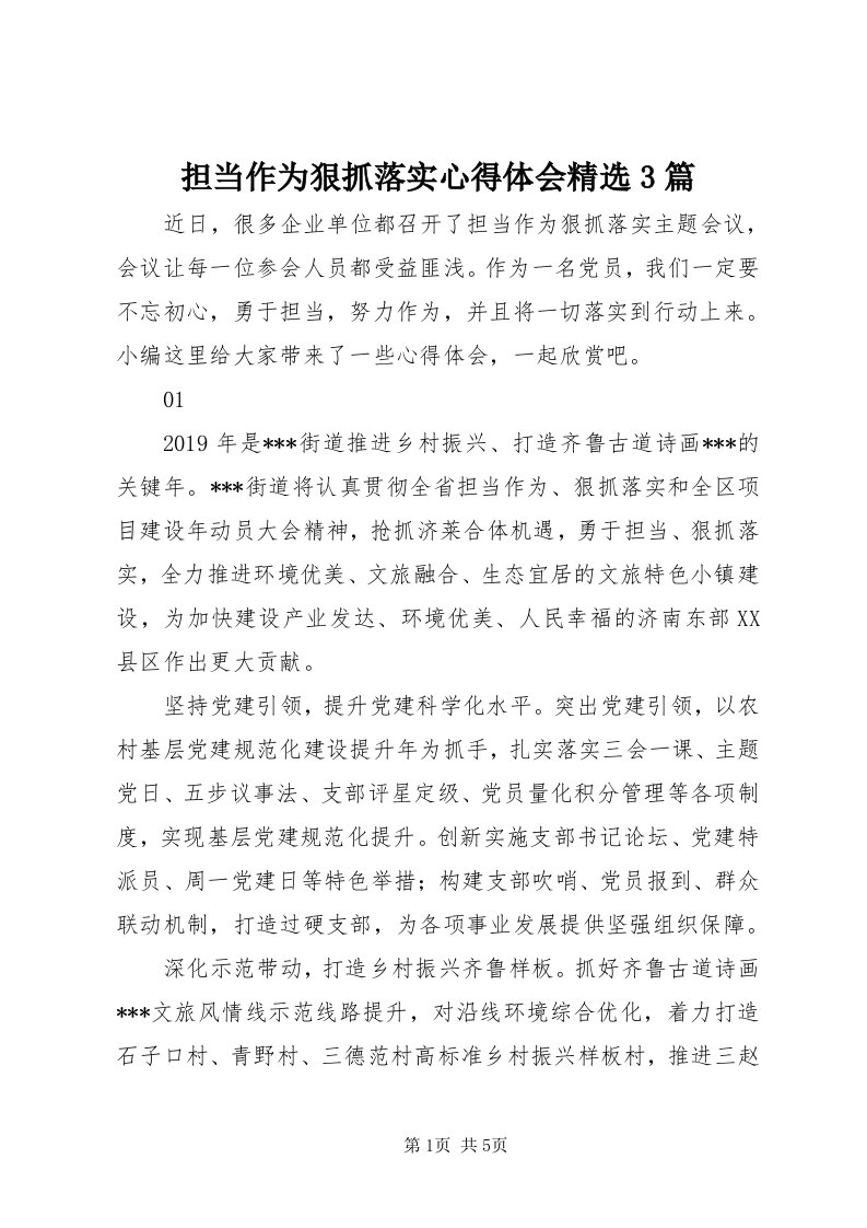 担当作为狠抓落实心得体会精选3篇