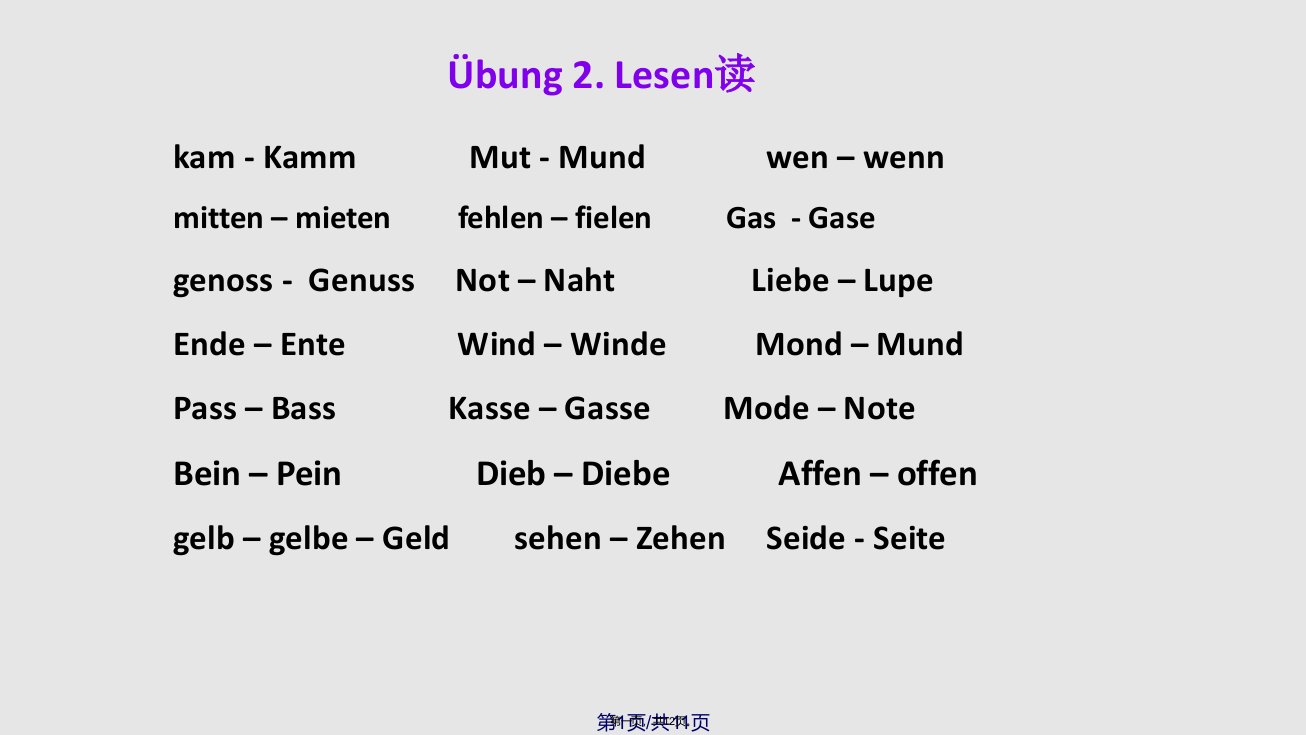 德语动词sein的变位学习教案