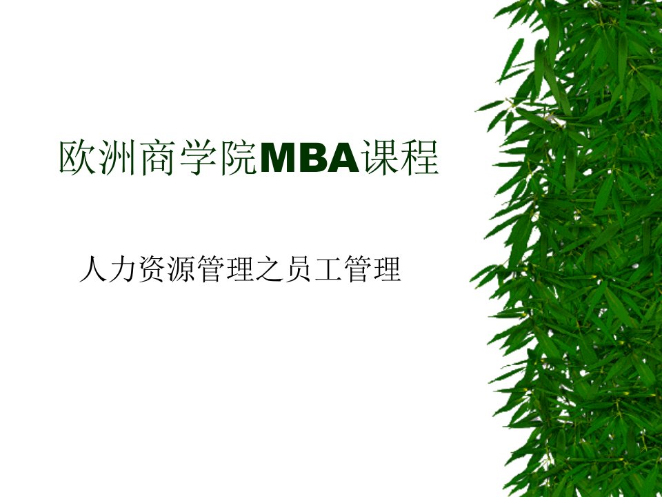 欧洲商学院MBA课程人力资源管理之员工管理