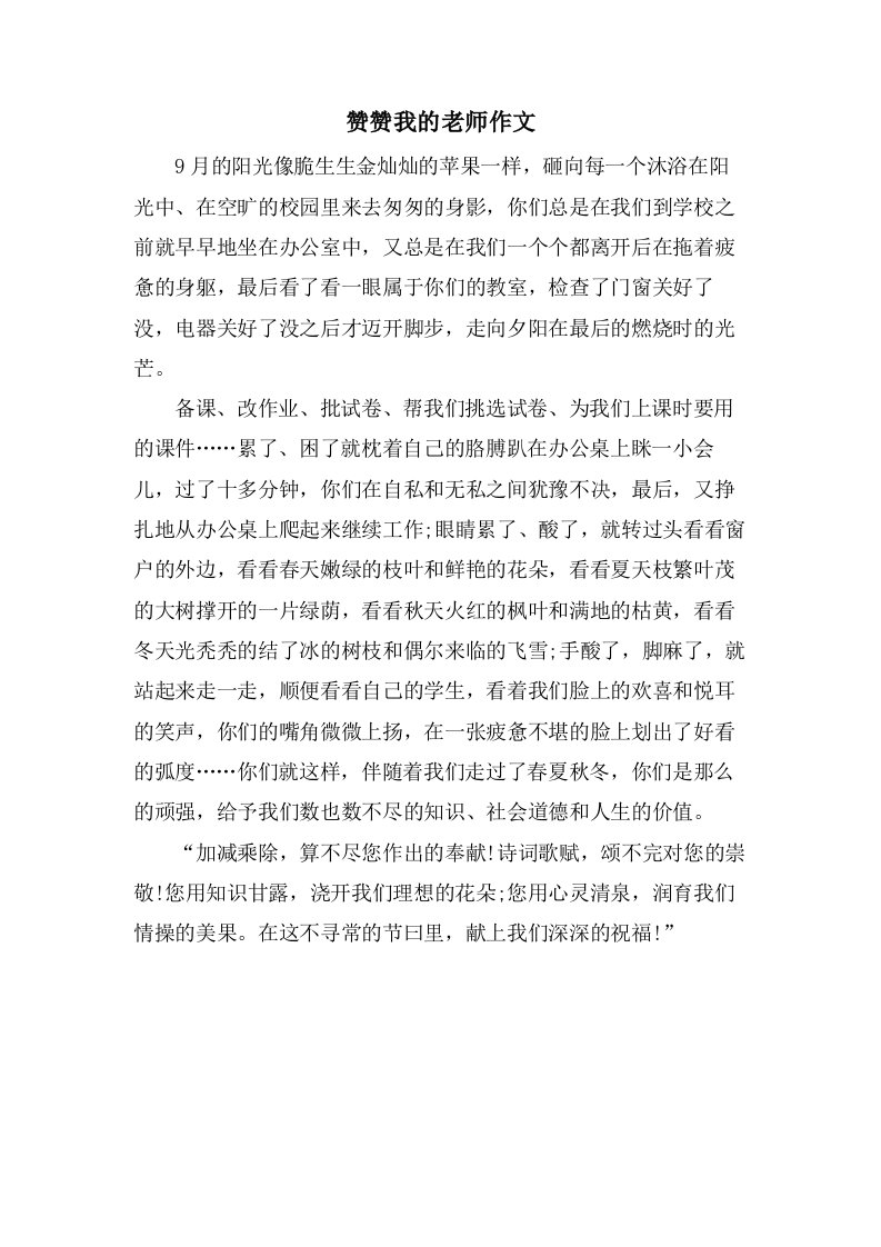 赞赞我的老师作文