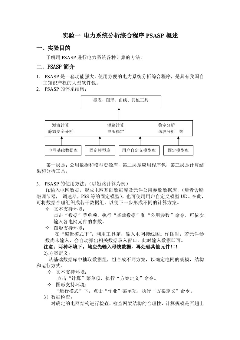 电力系统分析综合程序PSASP概述