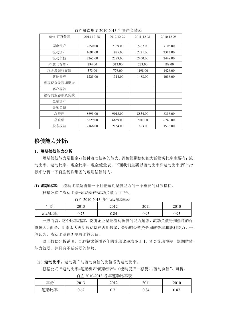 财务报表分析-偿债能力分析