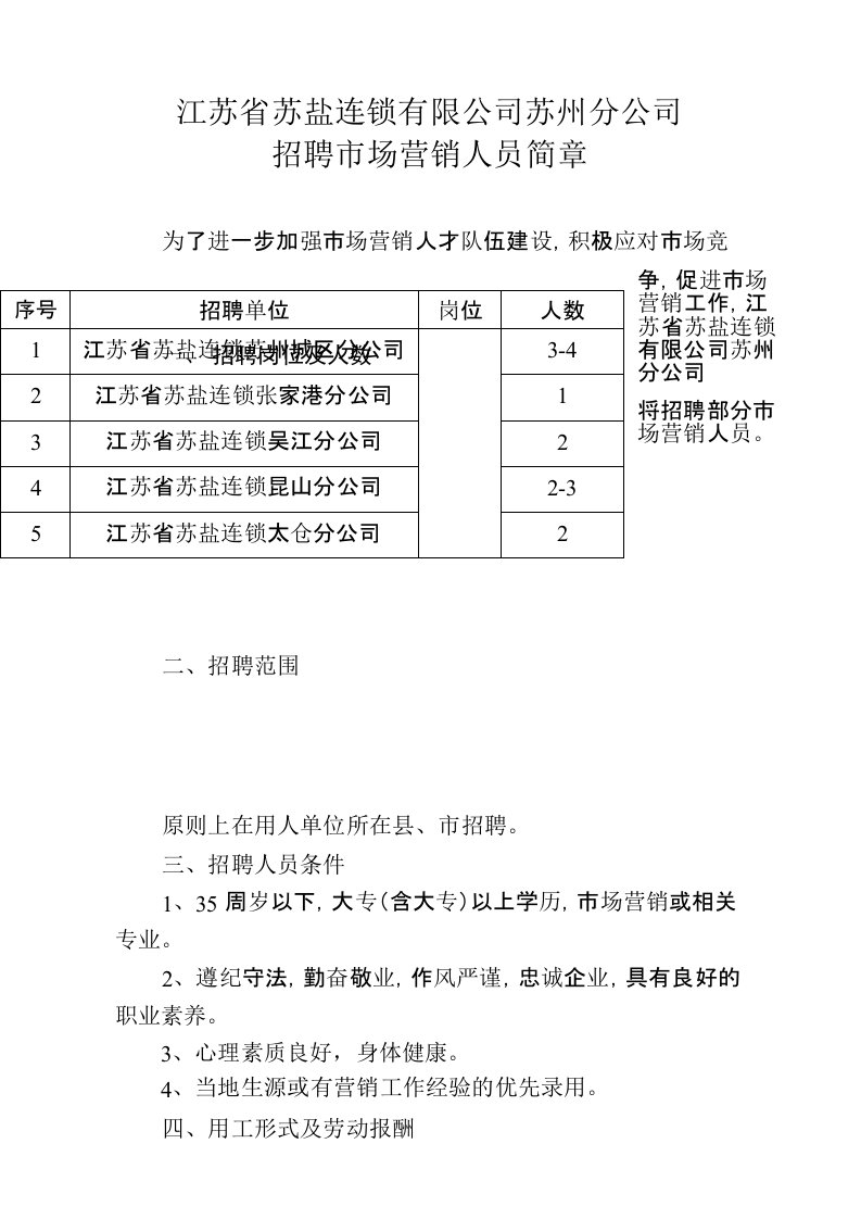 招聘市场营销人员方案