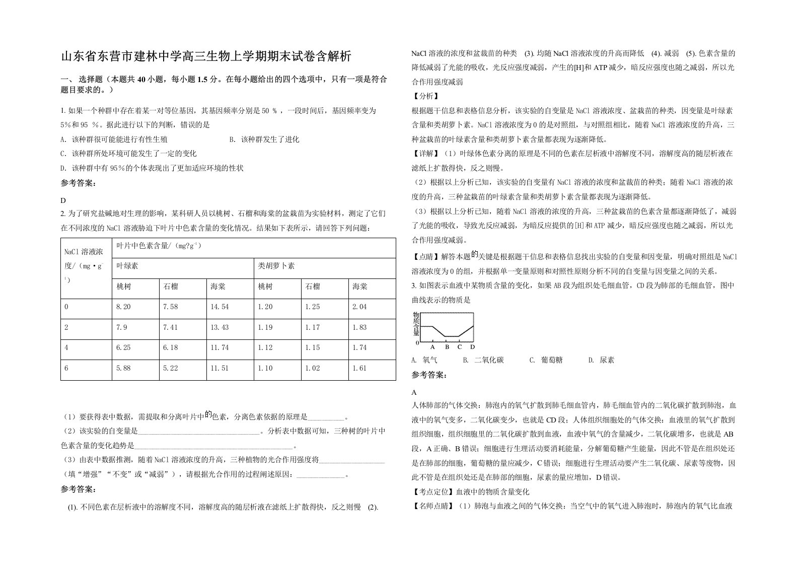 山东省东营市建林中学高三生物上学期期末试卷含解析