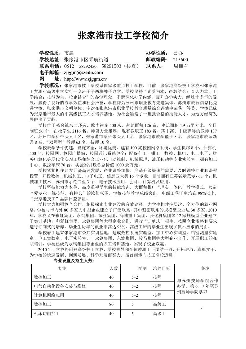 张家港技工学校简介