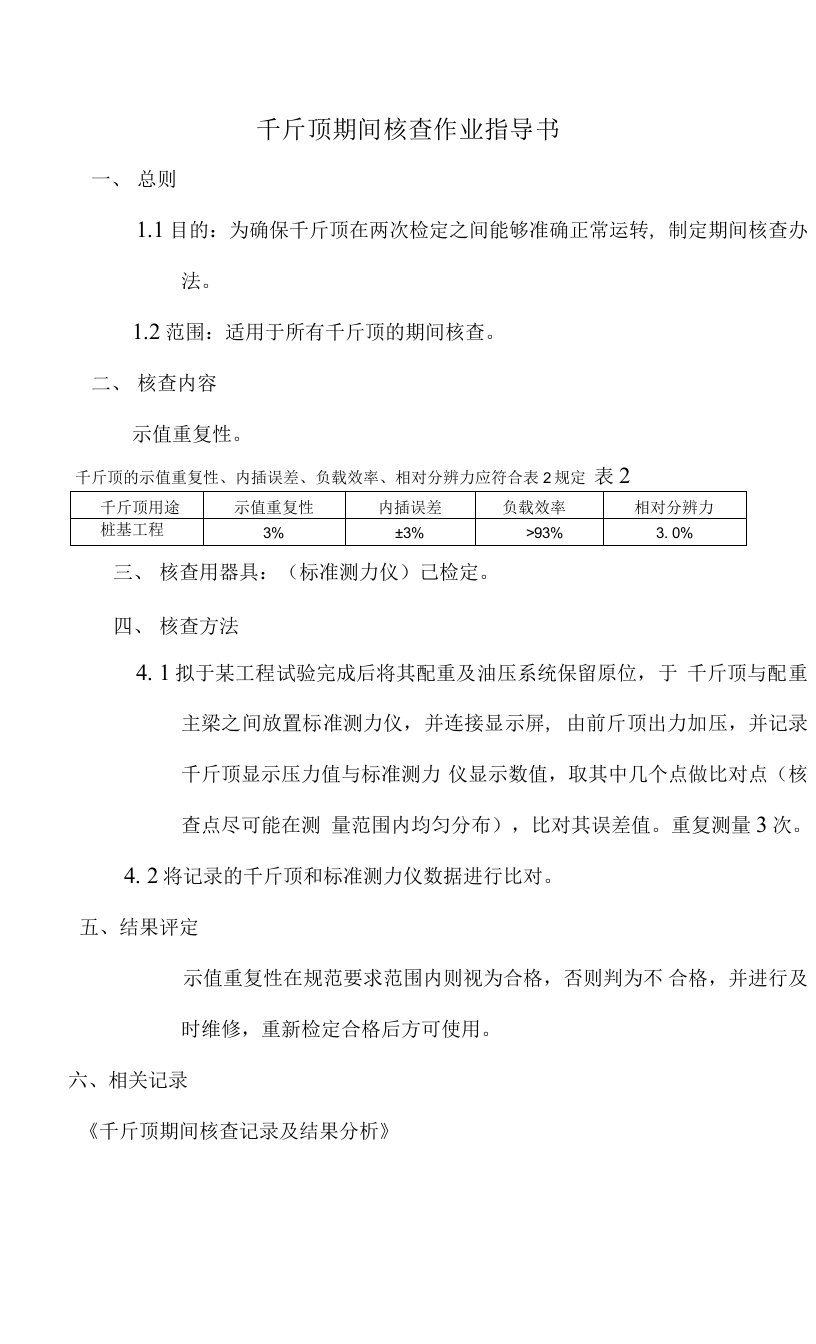 千斤顶期间核查作业指导书