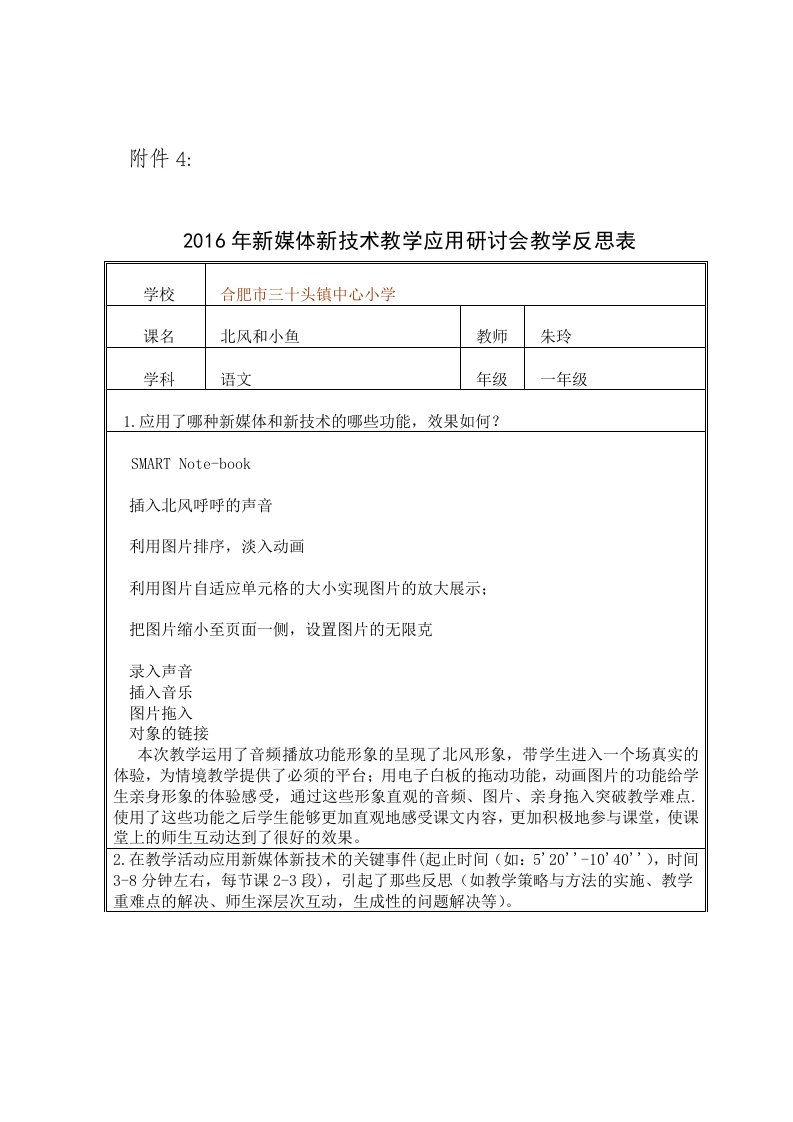 2016年新媒体新技术教学应用研讨会教学反思表