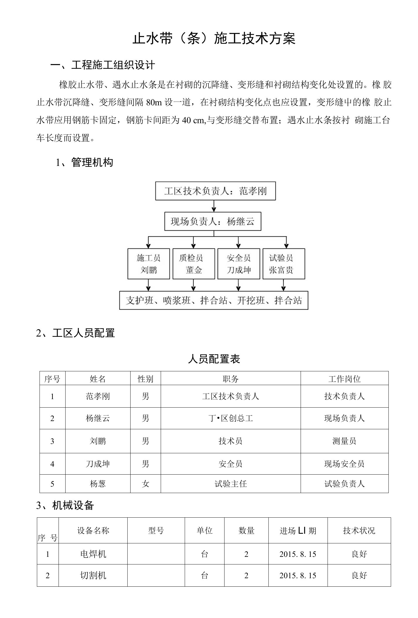 止水带（条）施工技术方案