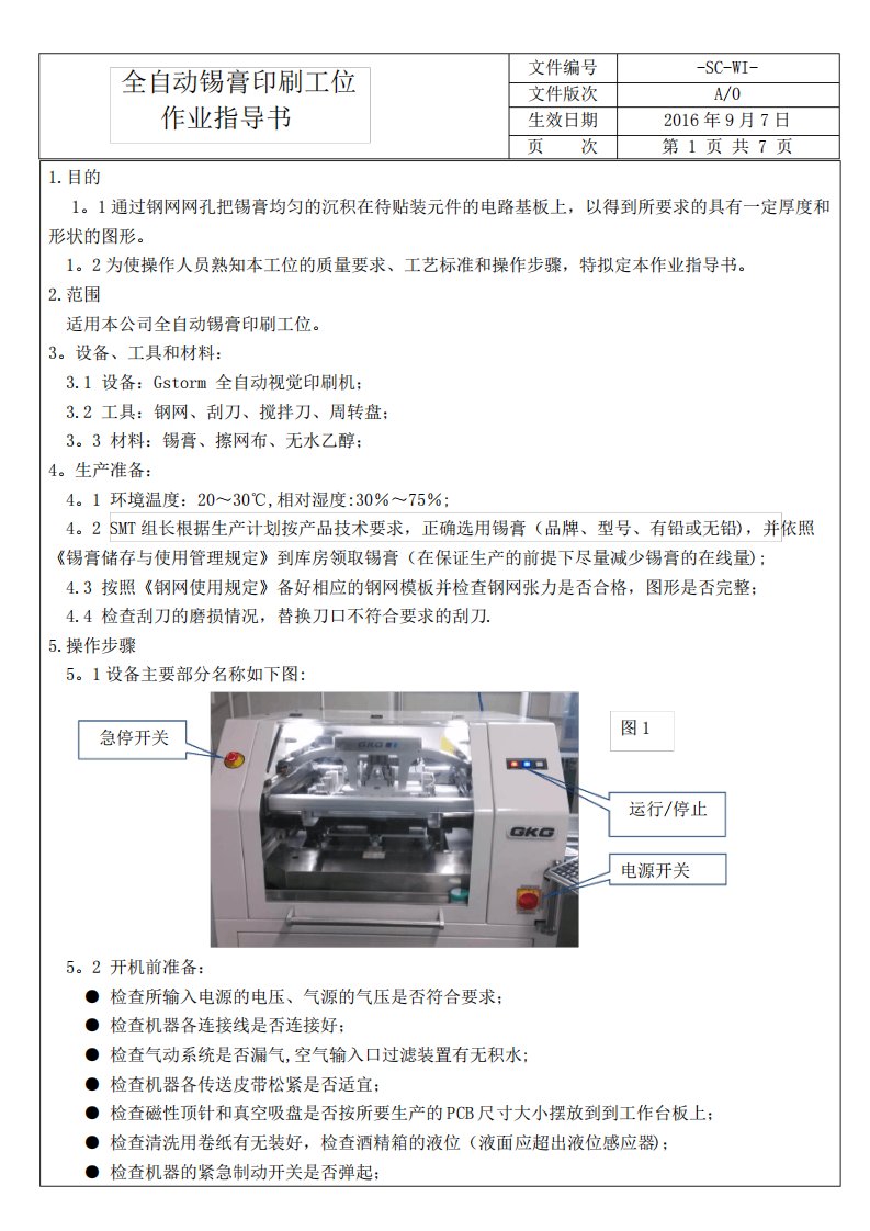 全自动锡膏印刷工位作业指导书