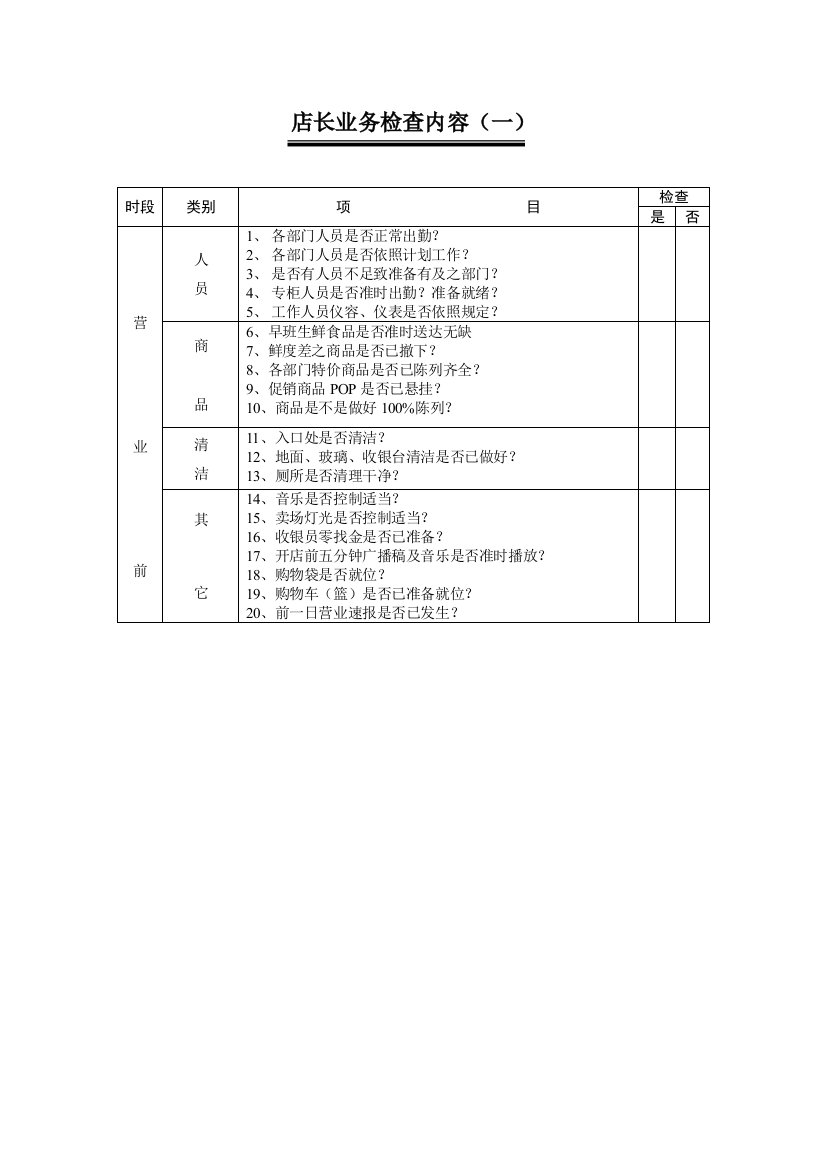 003店长业务检查表