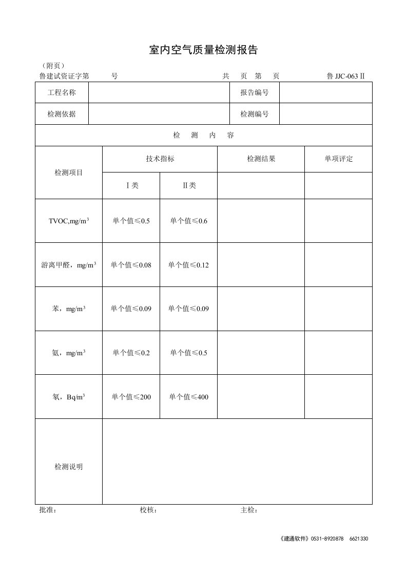 Ⅱ室内空气质量检测报告