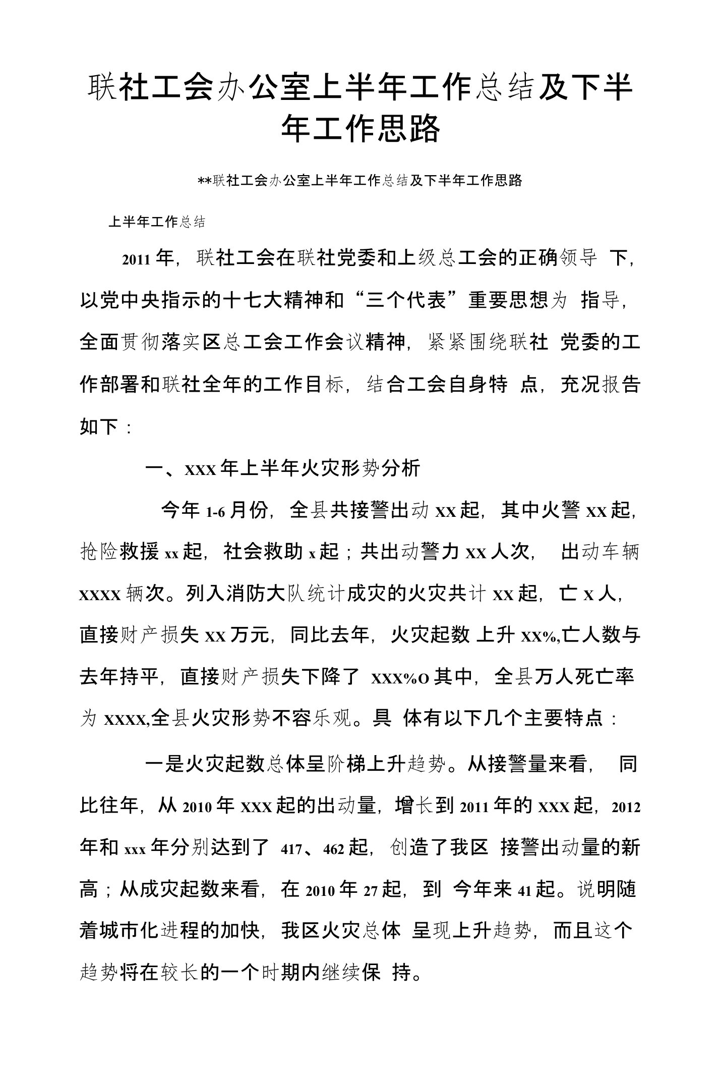 火灾形势分析报告