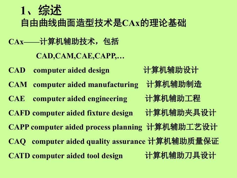 自由曲线曲面造型技术