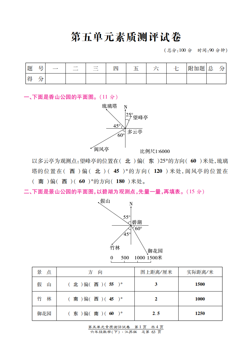 【小学中学教育精选】苏教版六年级数学下册第五单元检测卷含答案