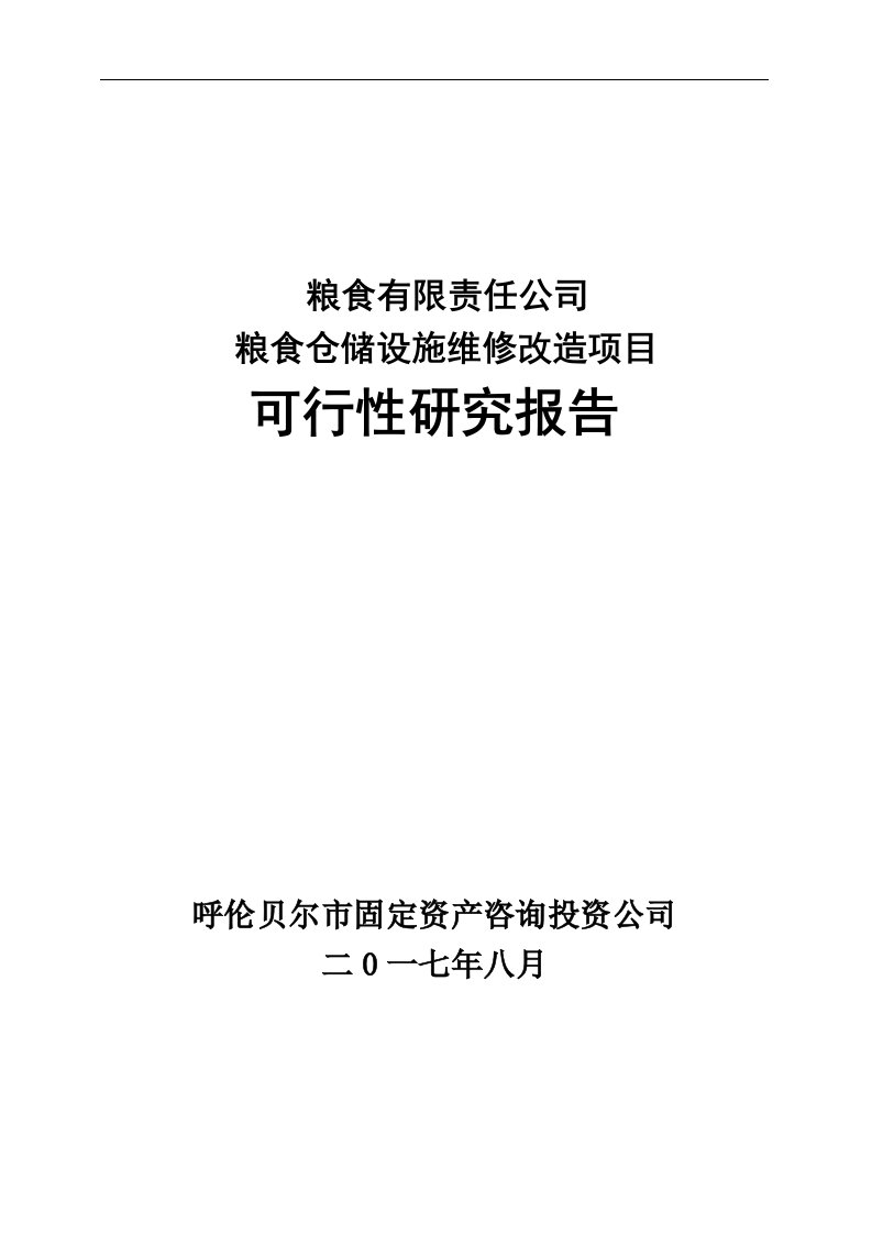 公司粮食仓储设施维修改造项目可行性研究报告