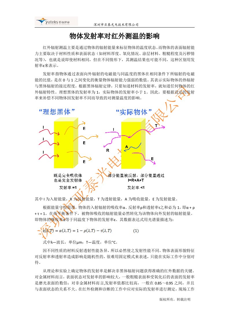 物体发射率对红外测温的影响