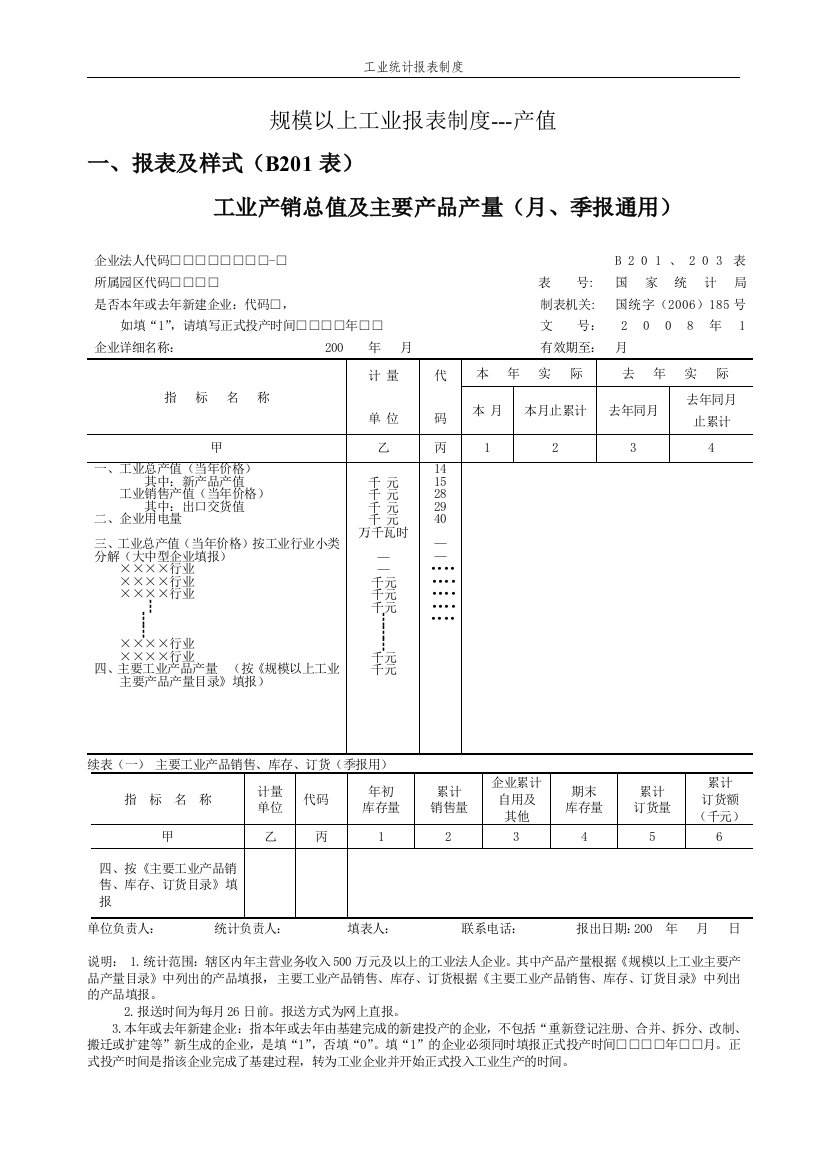 规模以上工业报表制度---产值