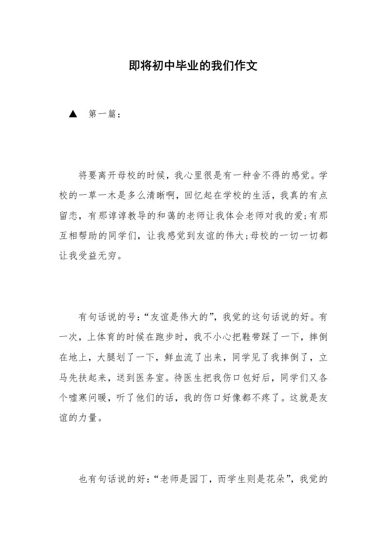 即将初中毕业的我们作文