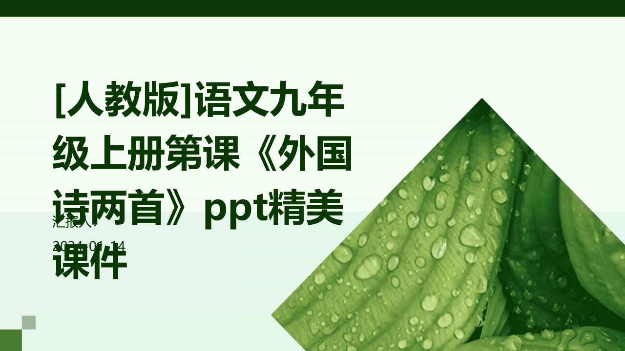 [人教版]语文九年级上册第课《外国诗两首》ppt精美课件