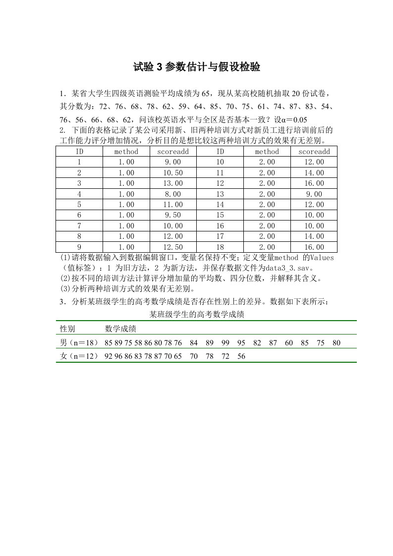 试验3参数估计与假设检验