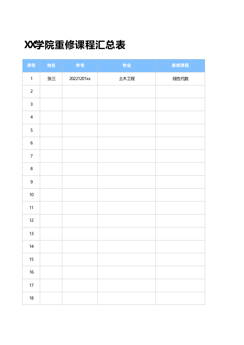 高校学生重修课程汇总