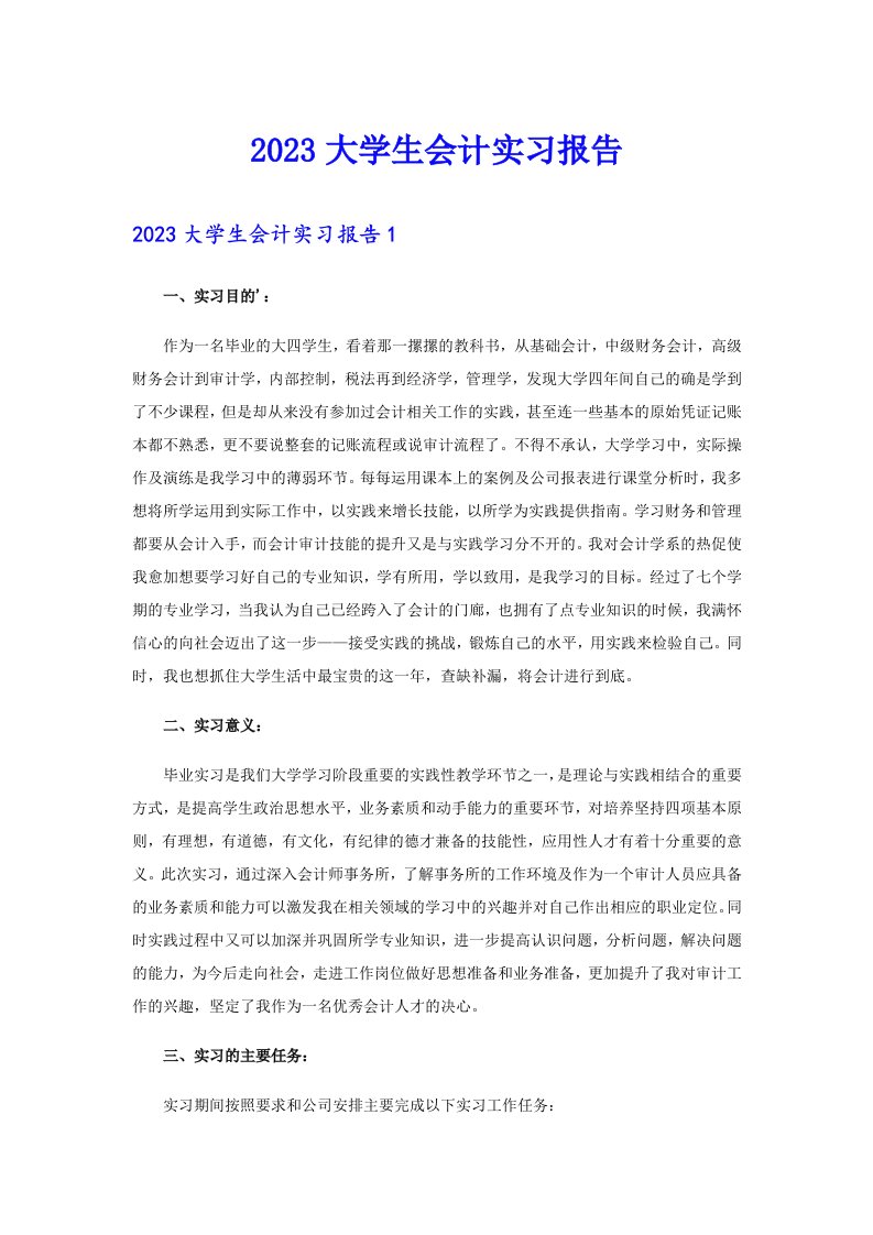 2023大学生会计实习报告