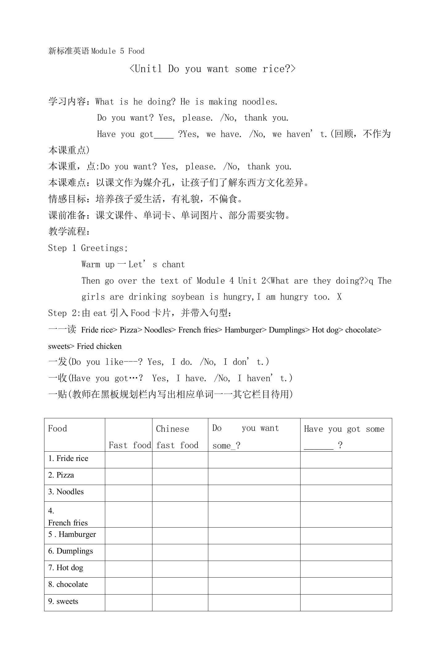 小学英语外研新标准四年级上册（2022年新编）Module4王敏教案