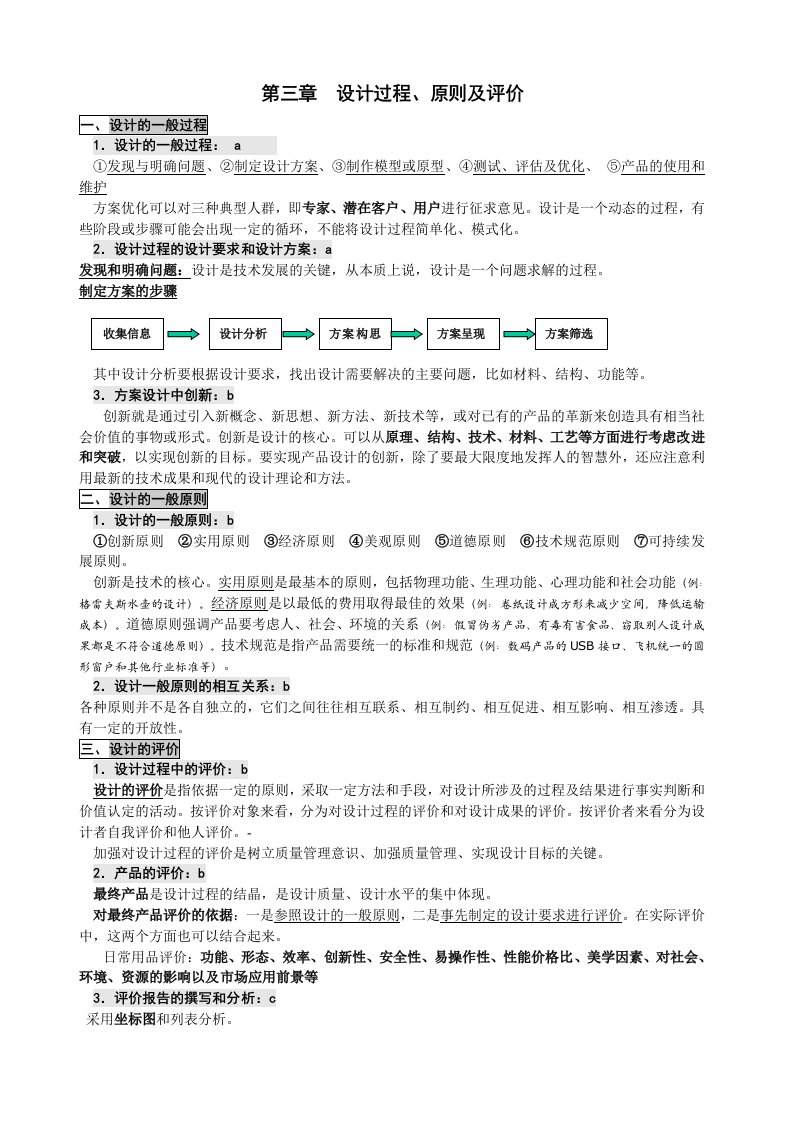 高中通用技术知识点