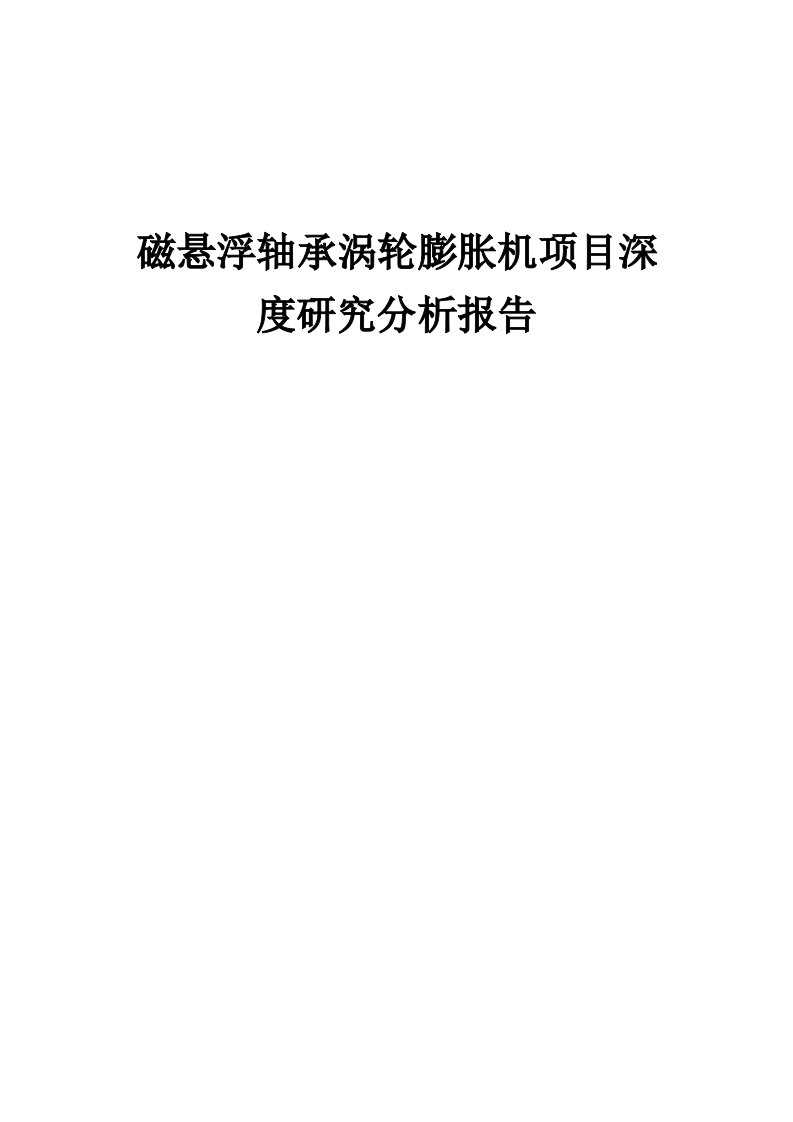 磁悬浮轴承涡轮膨胀机项目深度研究分析报告