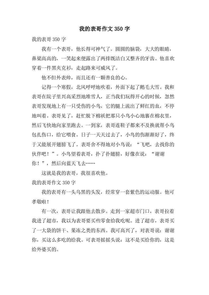 我的表哥作文350字