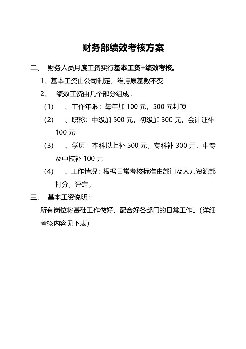 工程资料-226财务部绩效考核方案