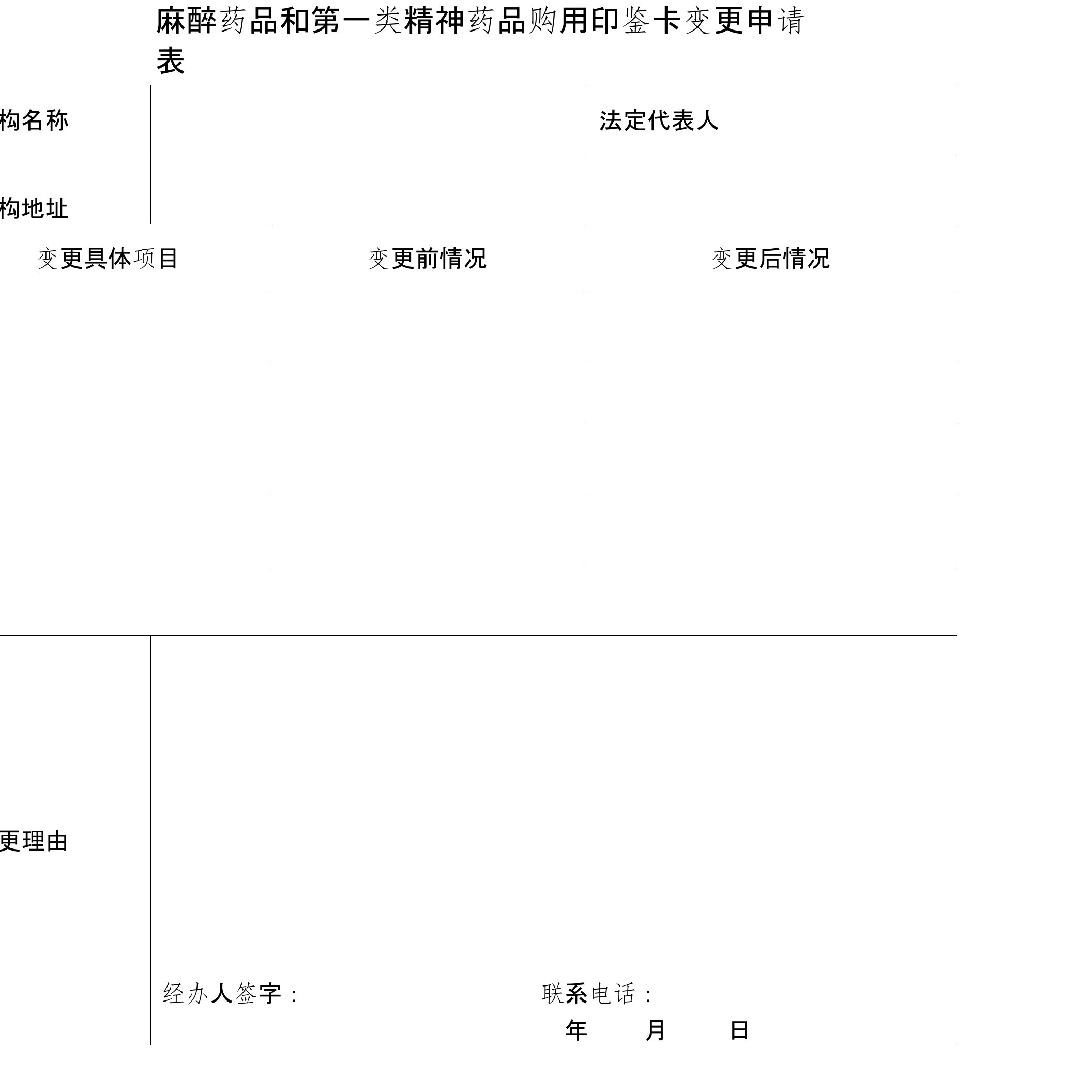 医疗机构印鉴卡变更申请表