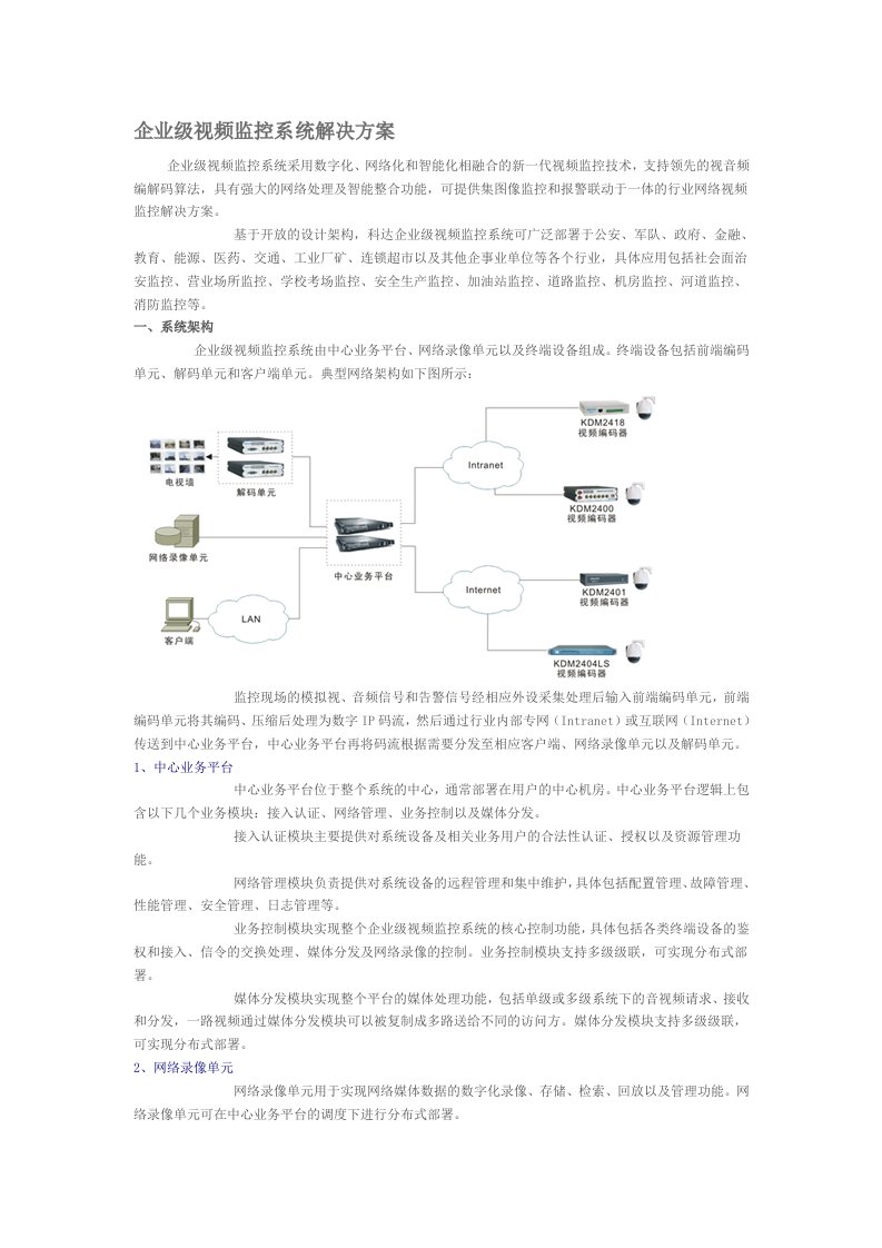 企业级视频监控系统解决方案