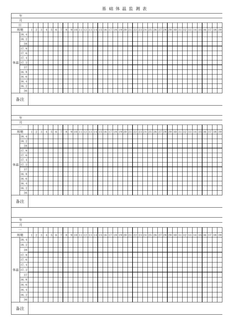 基础体温监测表