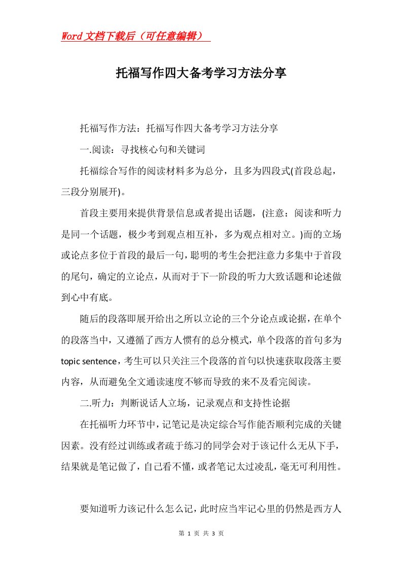 托福写作四大备考学习方法分享