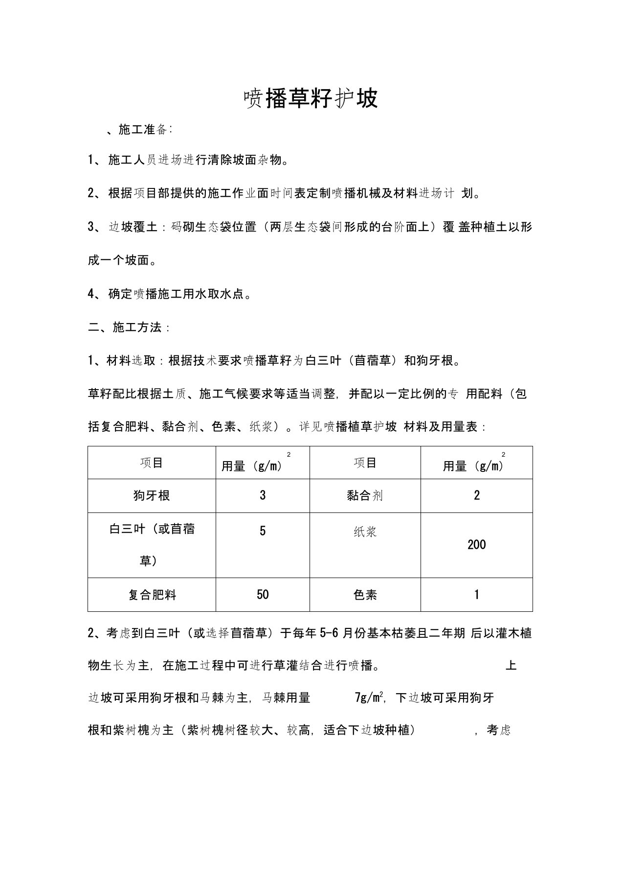 (完整版)护坡喷播植草施工方案