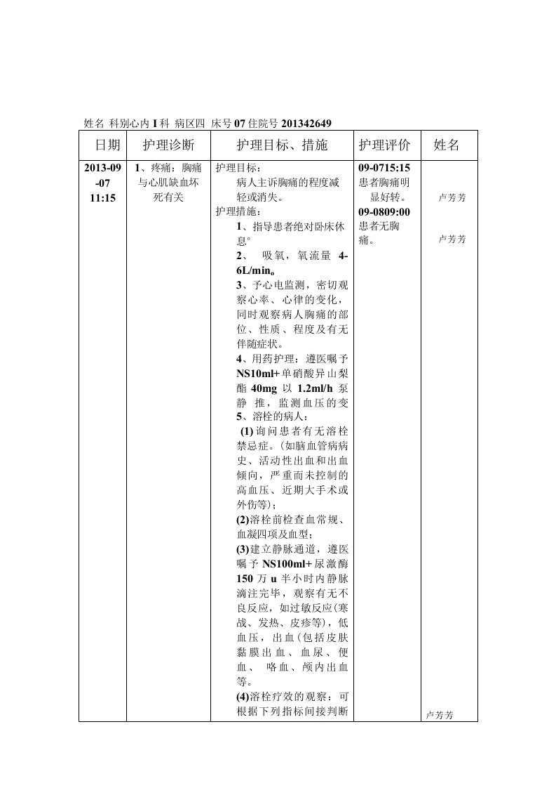 心内科护理计划