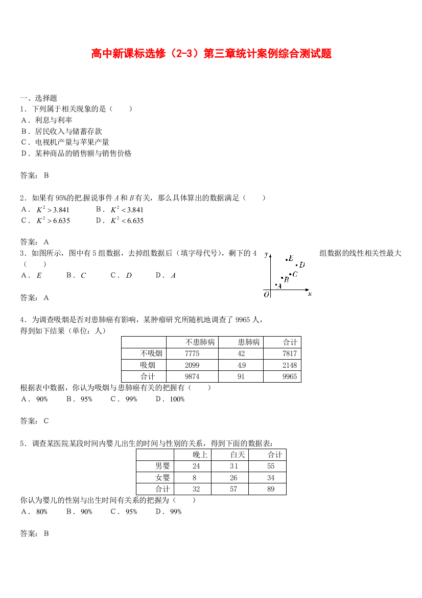 数学：第三章《统计案例》测试(2)(新人教A版选修2-3)-(3)