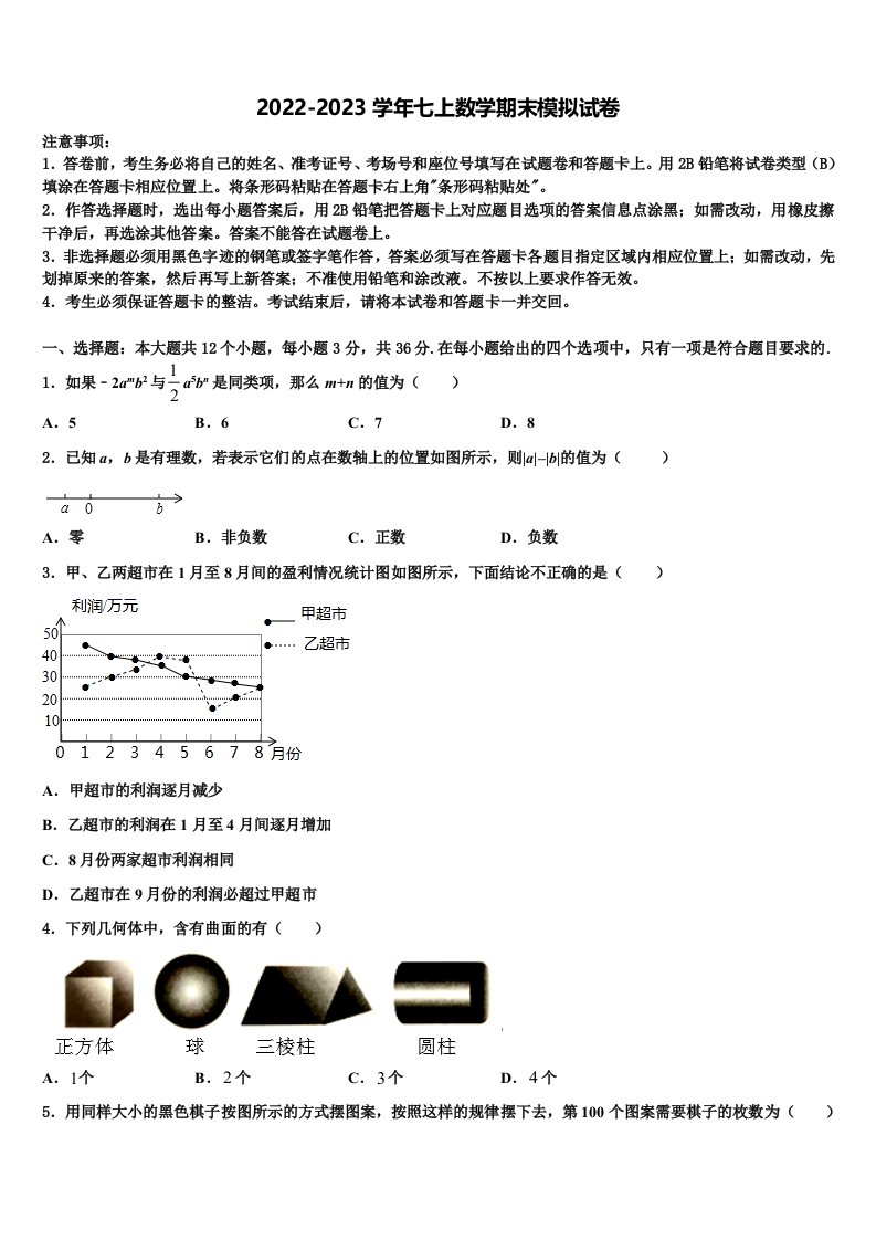 2023届湖南省长沙市岳麓区长郡梅溪湖中学数学七年级第一学期期末复习检测模拟试题含解析