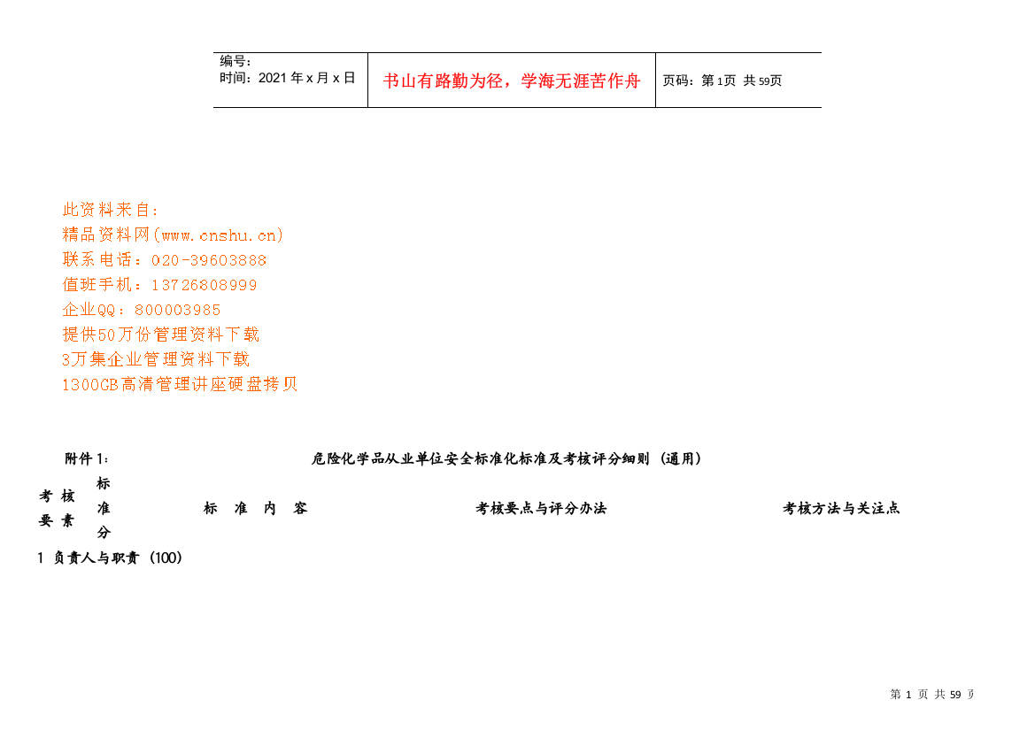 危险化学品从业单位安全标准化与考核评分细则