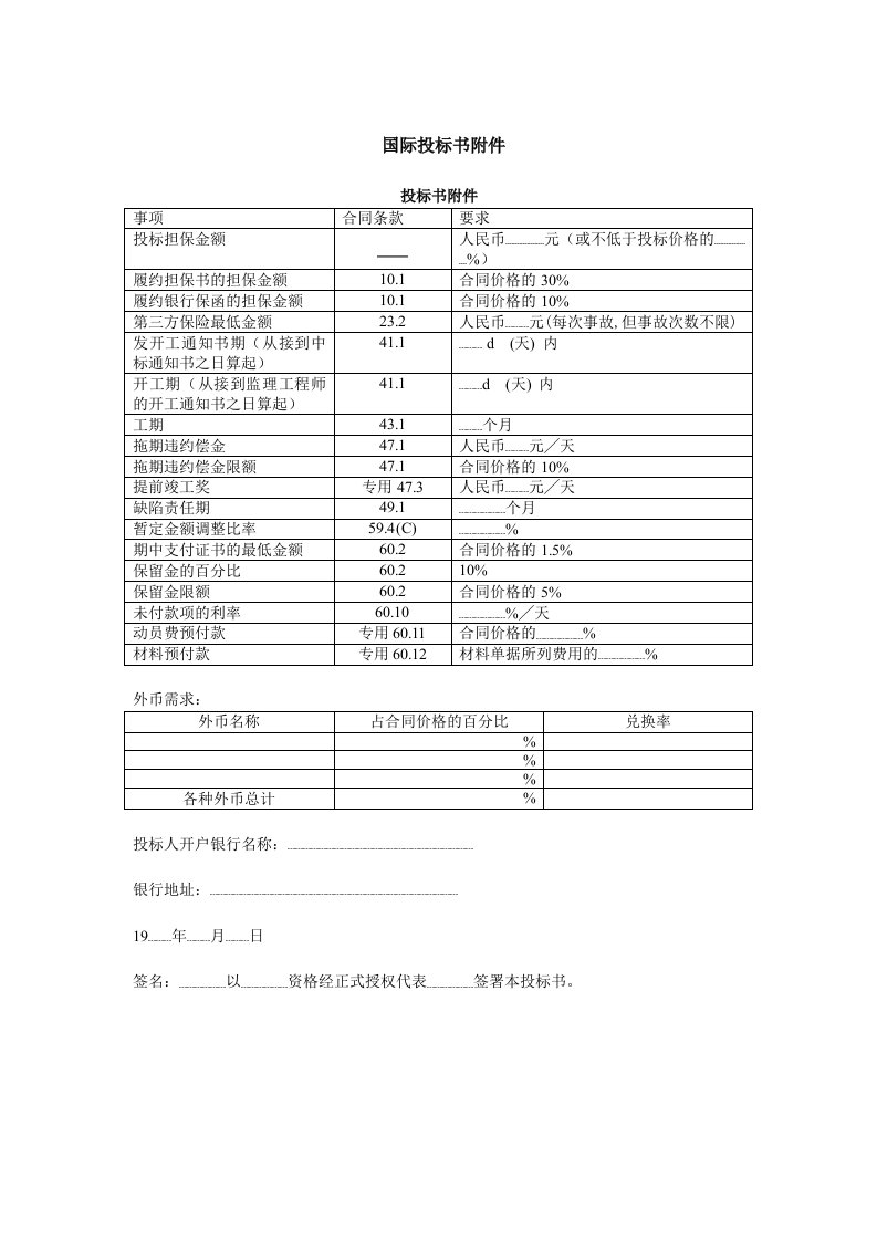 建筑资料-国际投标书附件