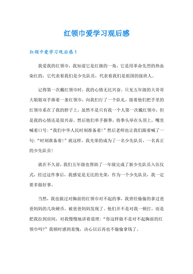 红领巾爱学习观后感