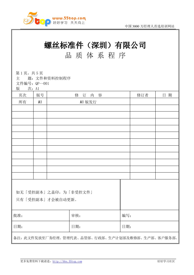 【管理精品】文件和资料控制程序(1)