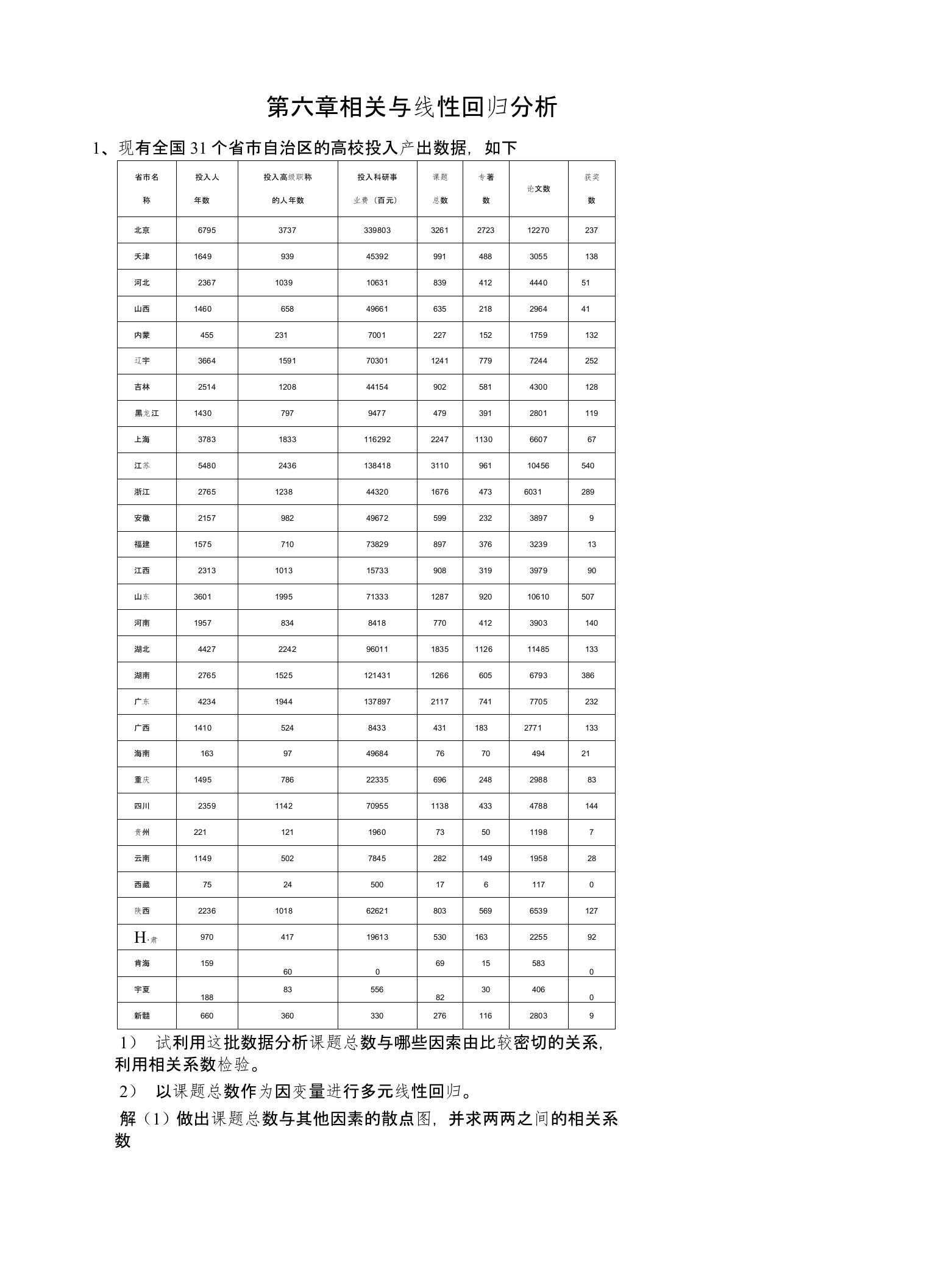 第六章相关与回归分析